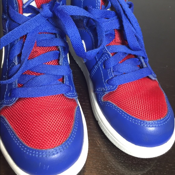 red white and blue jordan shoes